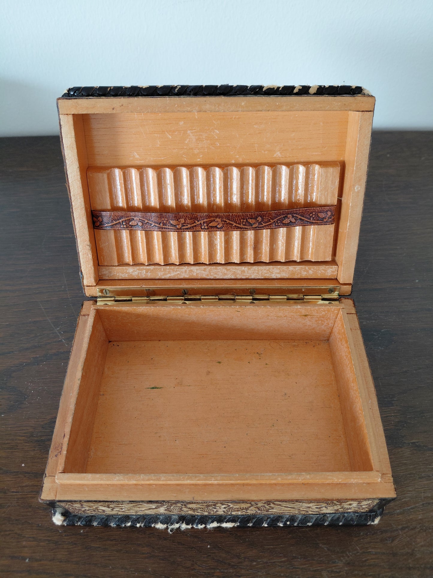 Vintage leður sígarettubox (1950-1970), vintage