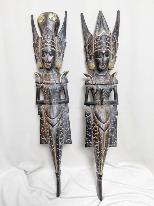 Handskornar balískar vegg-grímur (Rama & Shinta), Indonesía