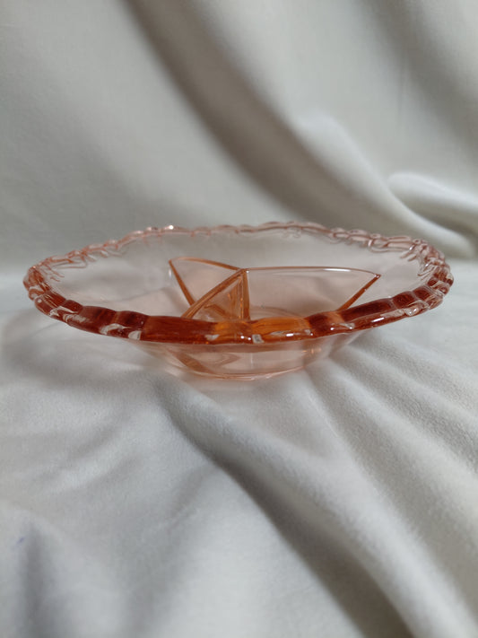 Vintage þriggja hólfa skál (1940s), Hocking Glass Company