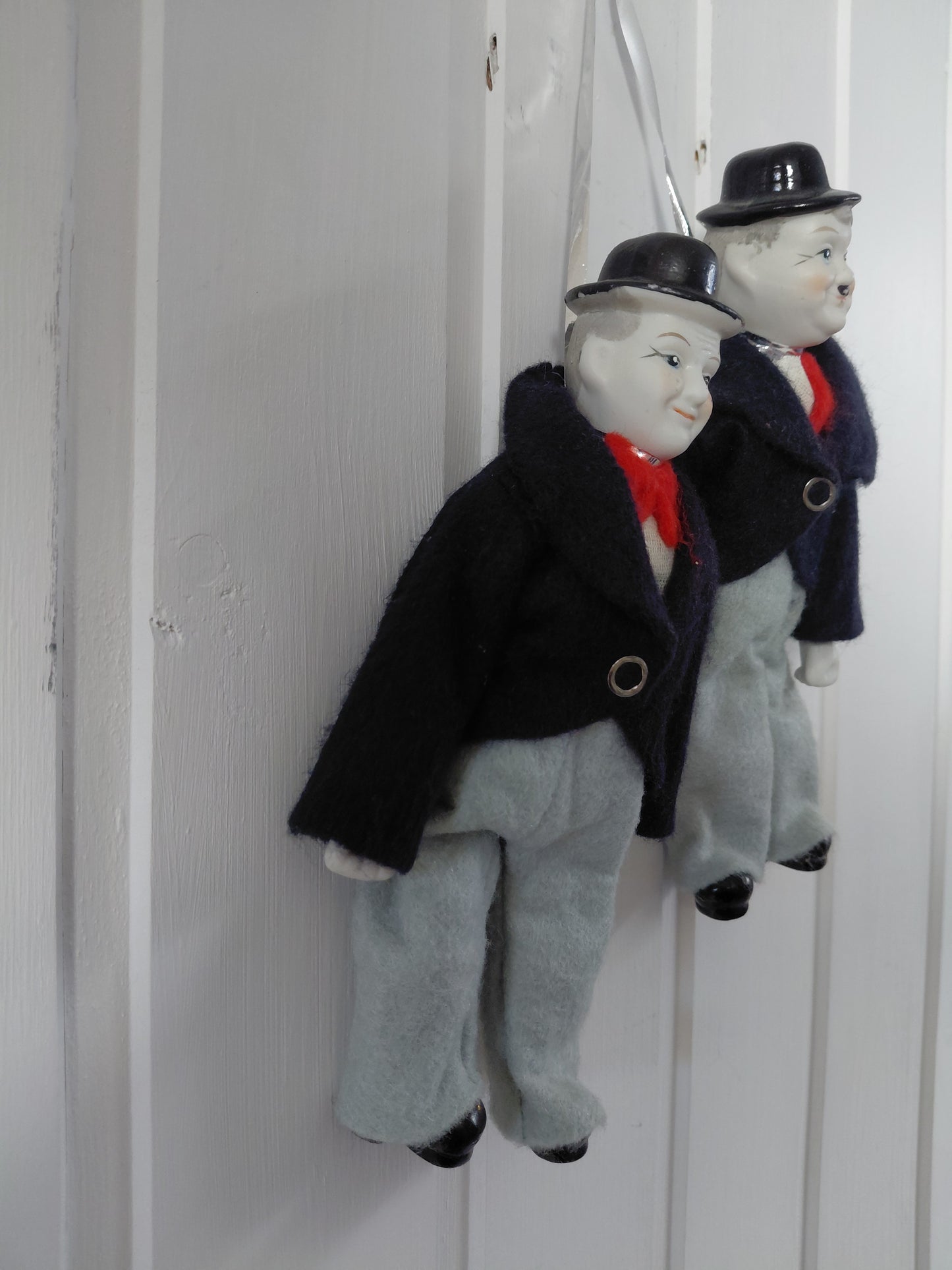 Vintage Steini og Olli (Laurel & Hardy) vegg dúkkur postulín (1960-1980)