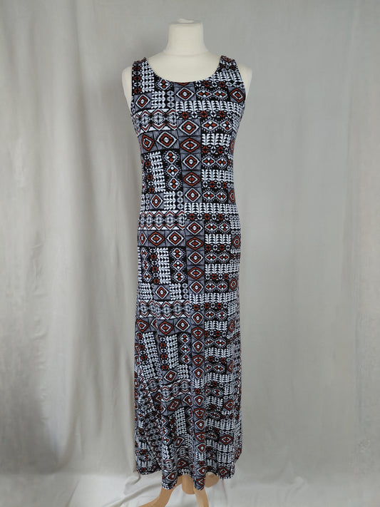 Síður sumarkjóll, strech, munstraður, EUR 36, F&F