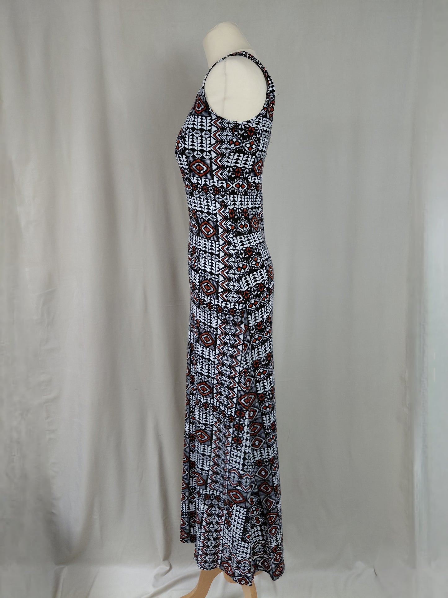 Síður sumarkjóll, strech, munstraður, EUR 36, F&F