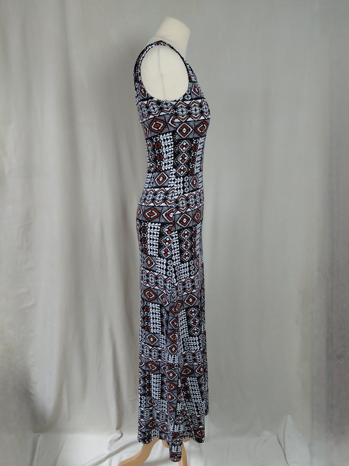 Síður sumarkjóll, strech, munstraður, EUR 36, F&F