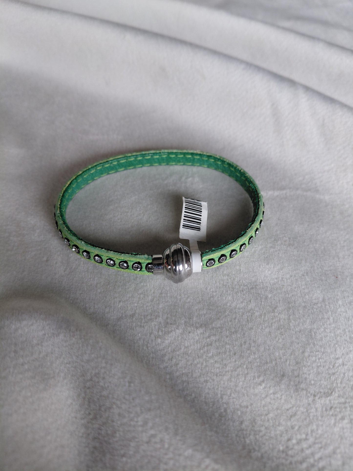 Grænt leður armband með steinum (ónotað), Sif Jakobs