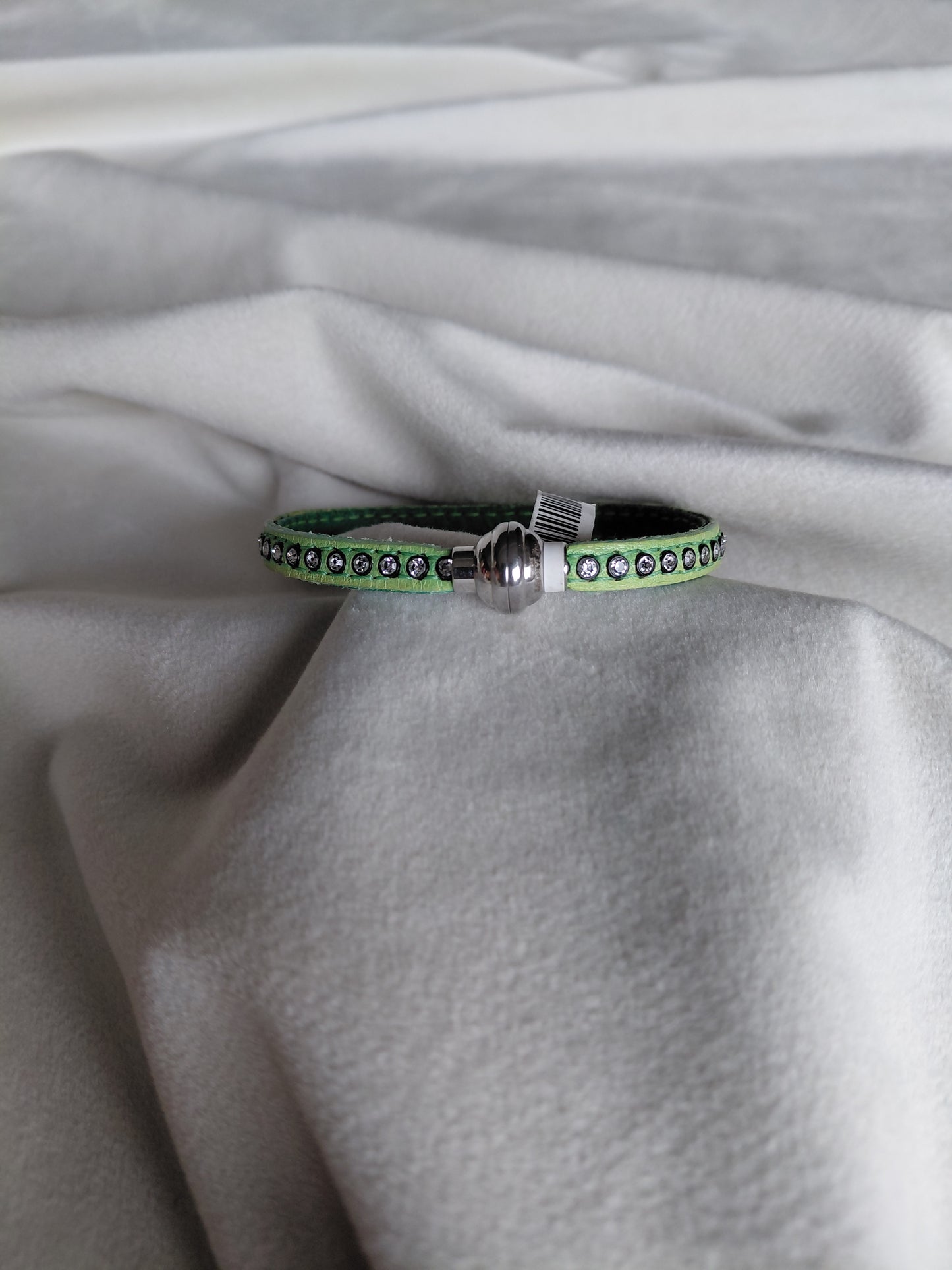Grænt leður armband með steinum (ónotað), Sif Jakobs
