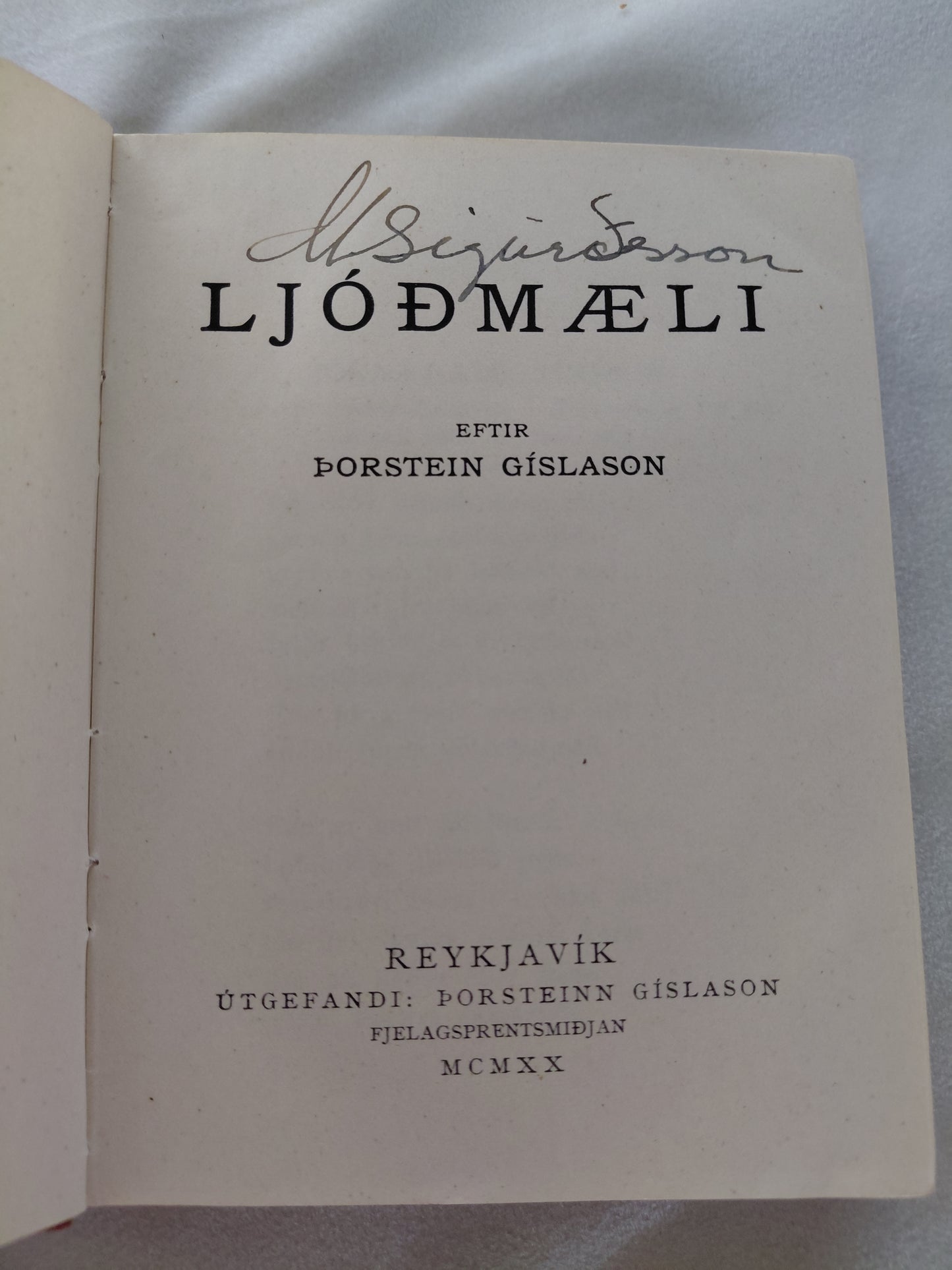 Ljóðmæli (1920) í harðkápu, Þorsteinn Gíslason