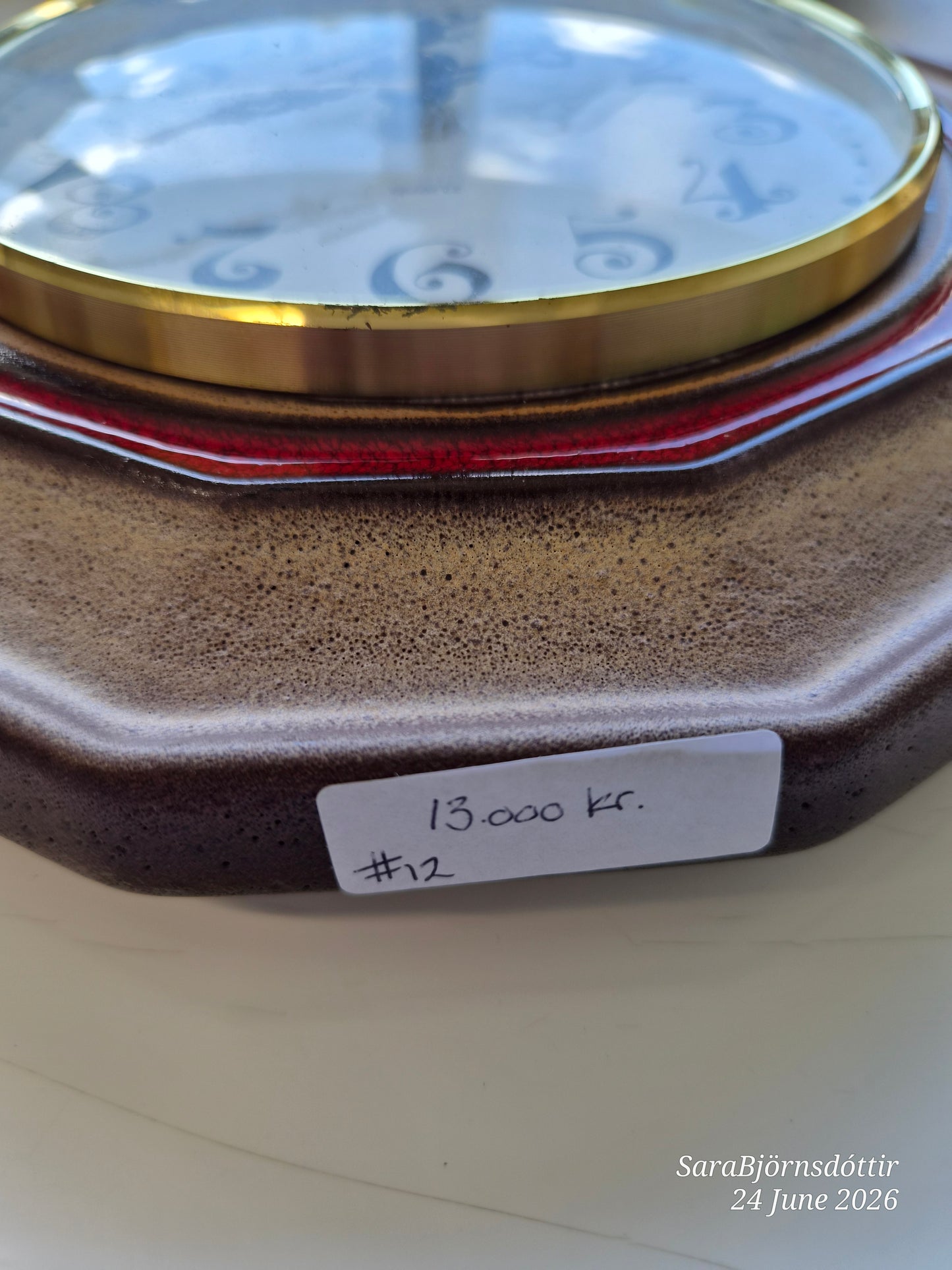 Vintage keramik quartz veggklukka #4332 (1970s), Vedette