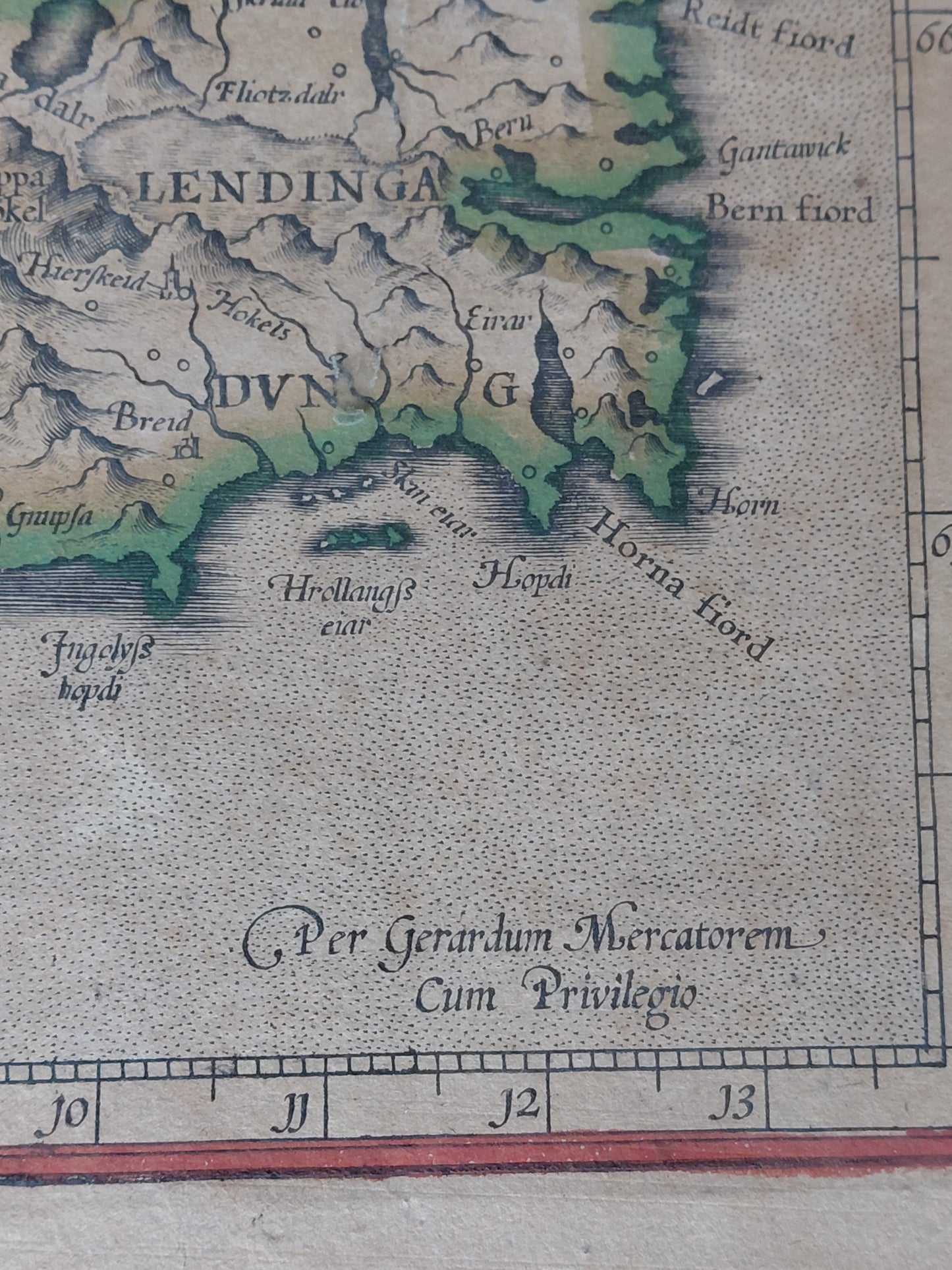 Landakort "Islandia" (1595-1613), Gerardus Mercator (1512–1594)