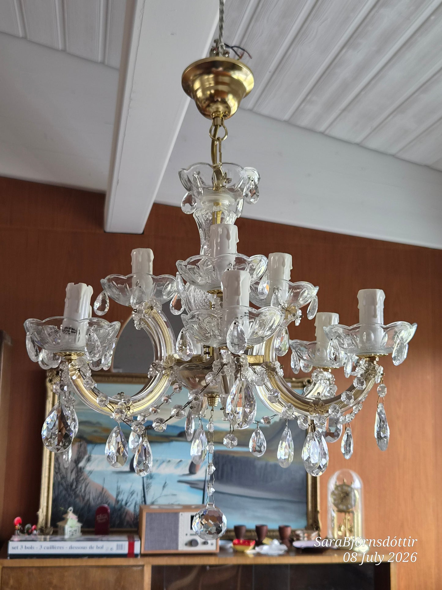Vintage María Theresa 9 arma ljósakróna (1990s),  Italian Light Production S.r.l.
