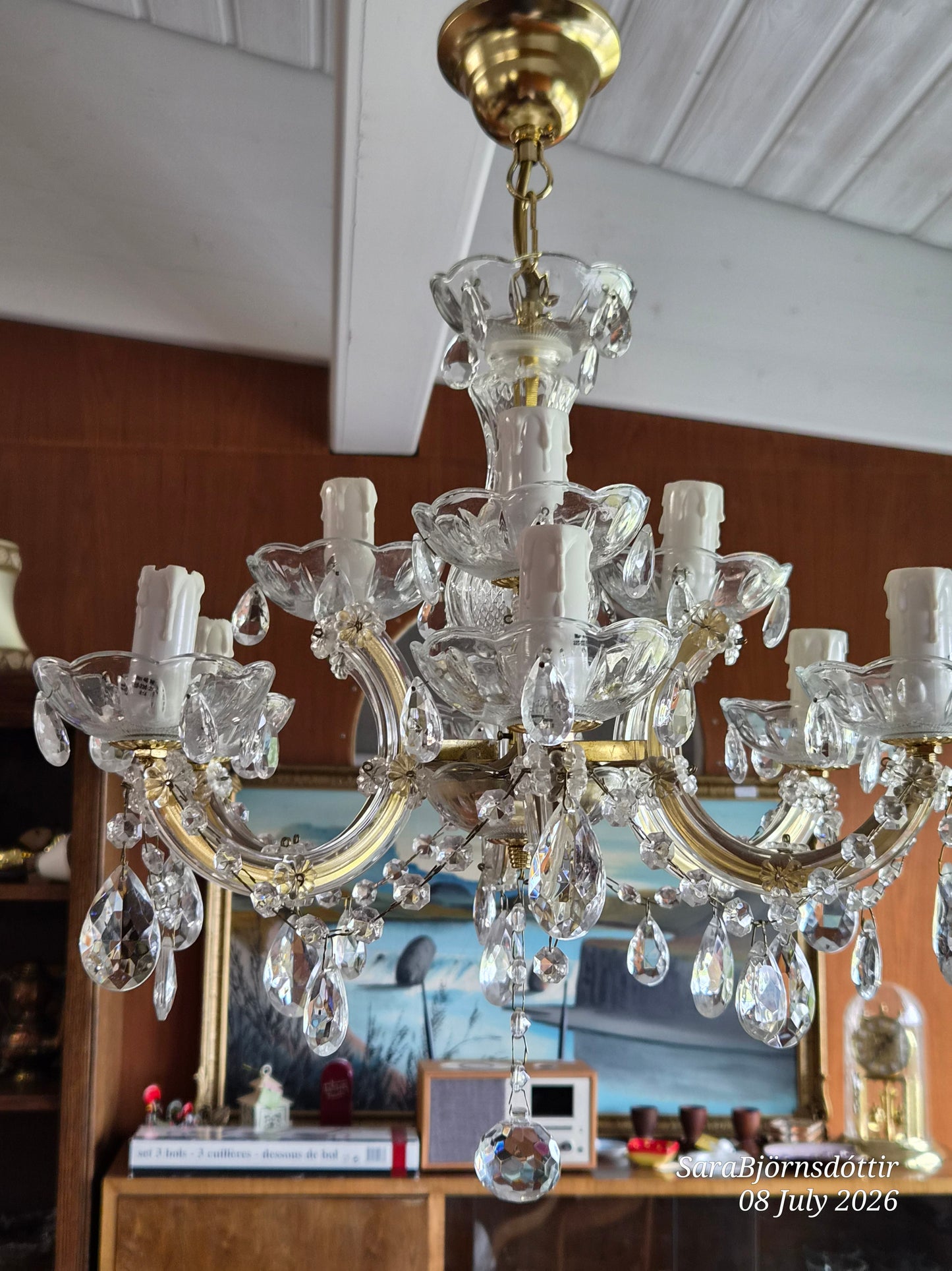 Vintage María Theresa 9 arma ljósakróna (1990s),  Italian Light Production S.r.l.
