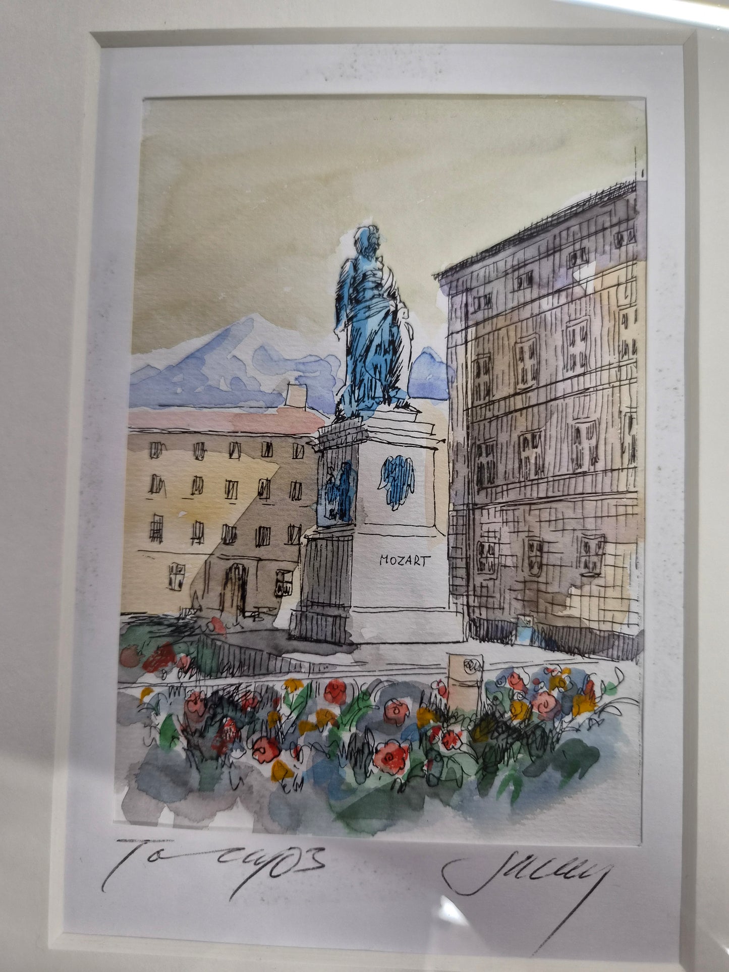Afhjúpun Mozart í Salzburg vatnslitir og penni (2003), Jaluy