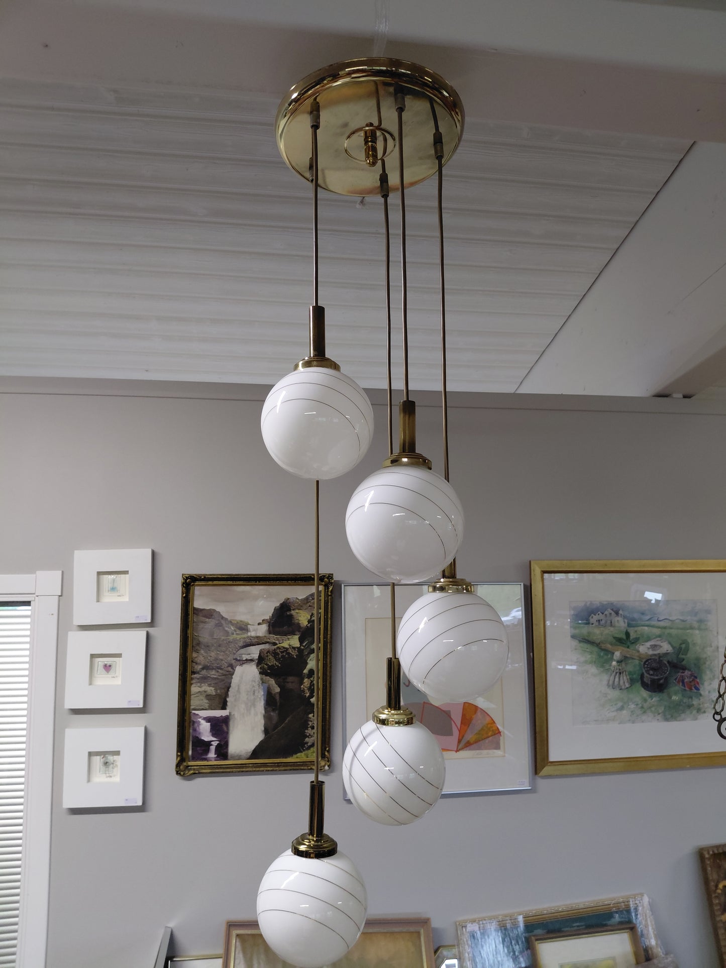 Vintage  loftljós með 5 kúplum (1970s) í Hollywood Regency stíl, Happy Lights