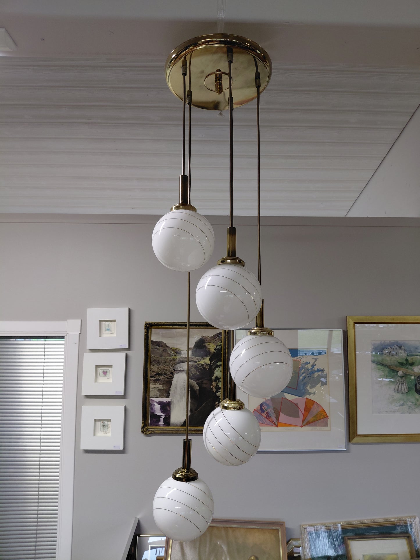Vintage  loftljós með 5 kúplum (1970s) í Hollywood Regency stíl, Happy Lights