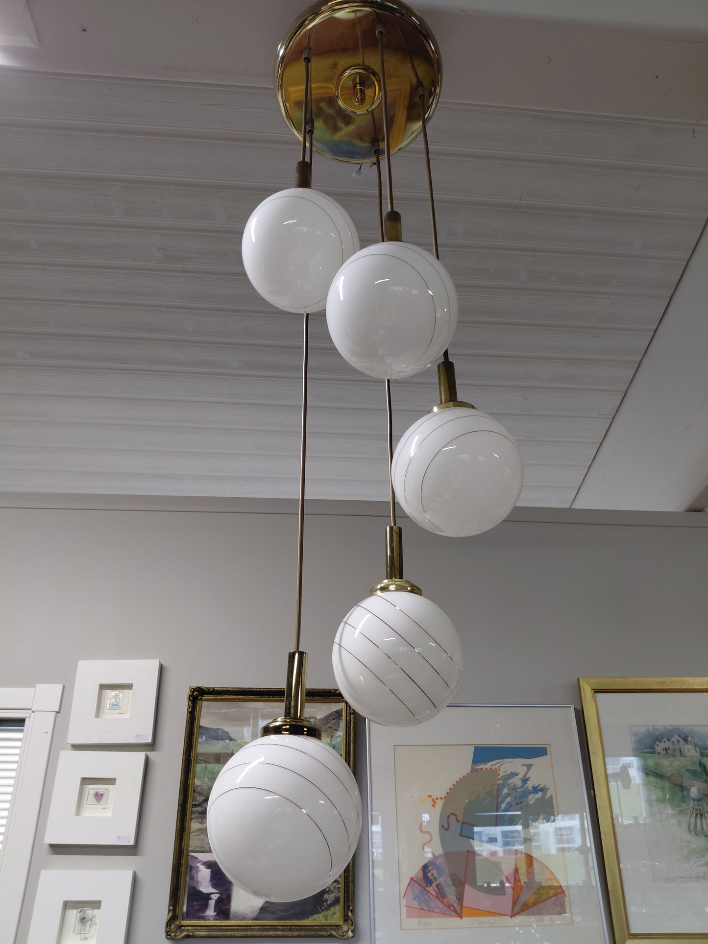 Vintage  loftljós með 5 kúplum (1970s) í Hollywood Regency stíl, Happy Lights