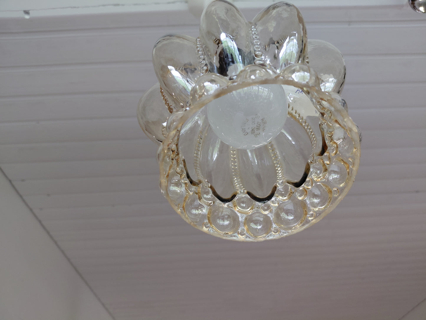 Vintage loftljós með glerkúpul (1960s), Ókunnur hönnuður