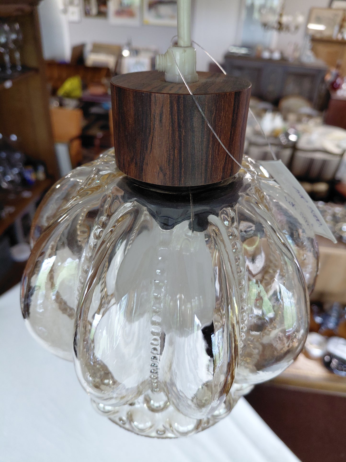 Vintage loftljós með glerkúpul (1960s), Ókunnur hönnuður