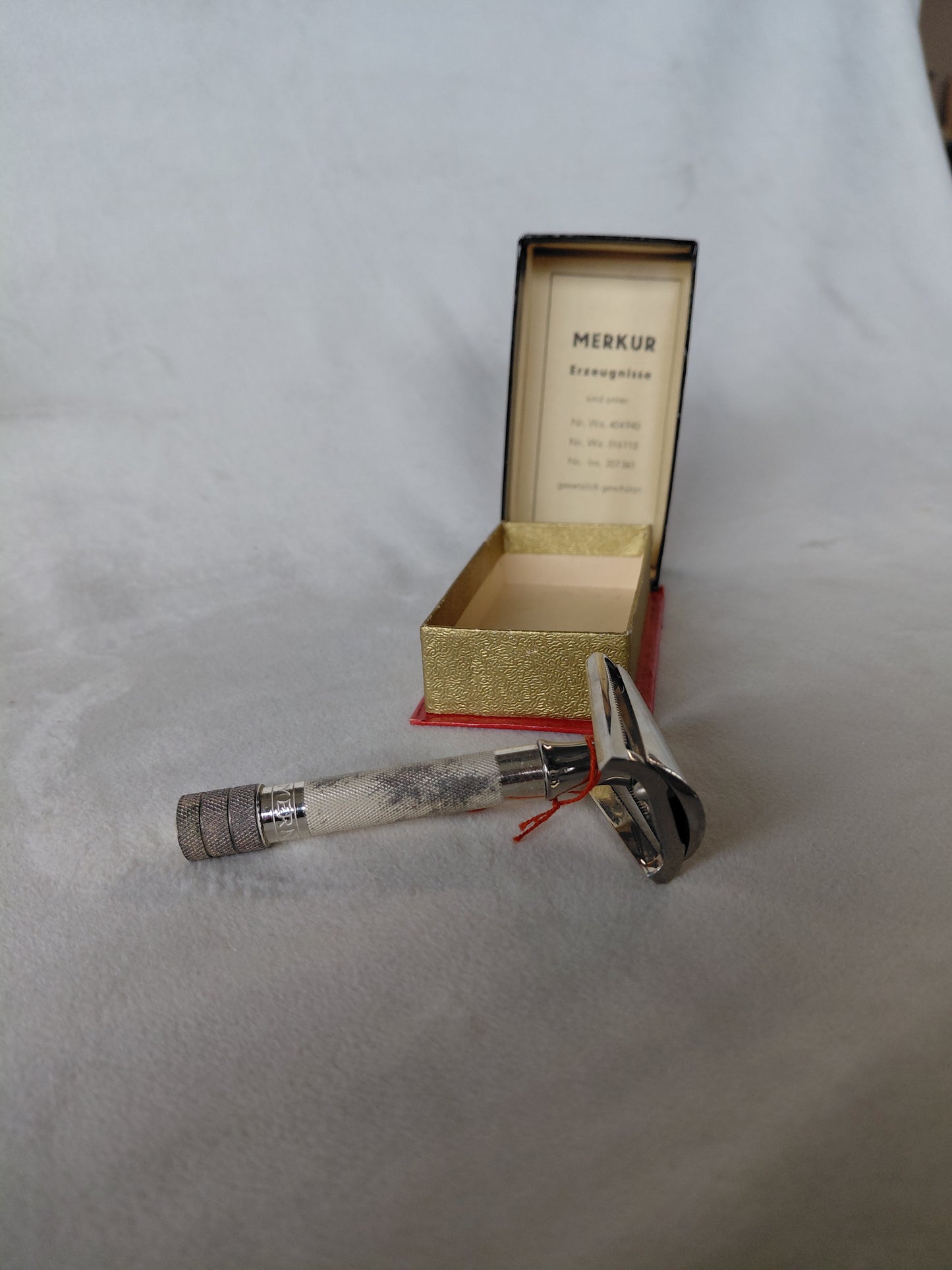 Blautraksturs rakvél Merkur Slant bar/skáskorin (1930-1950) ónotað, Merkur Solingen