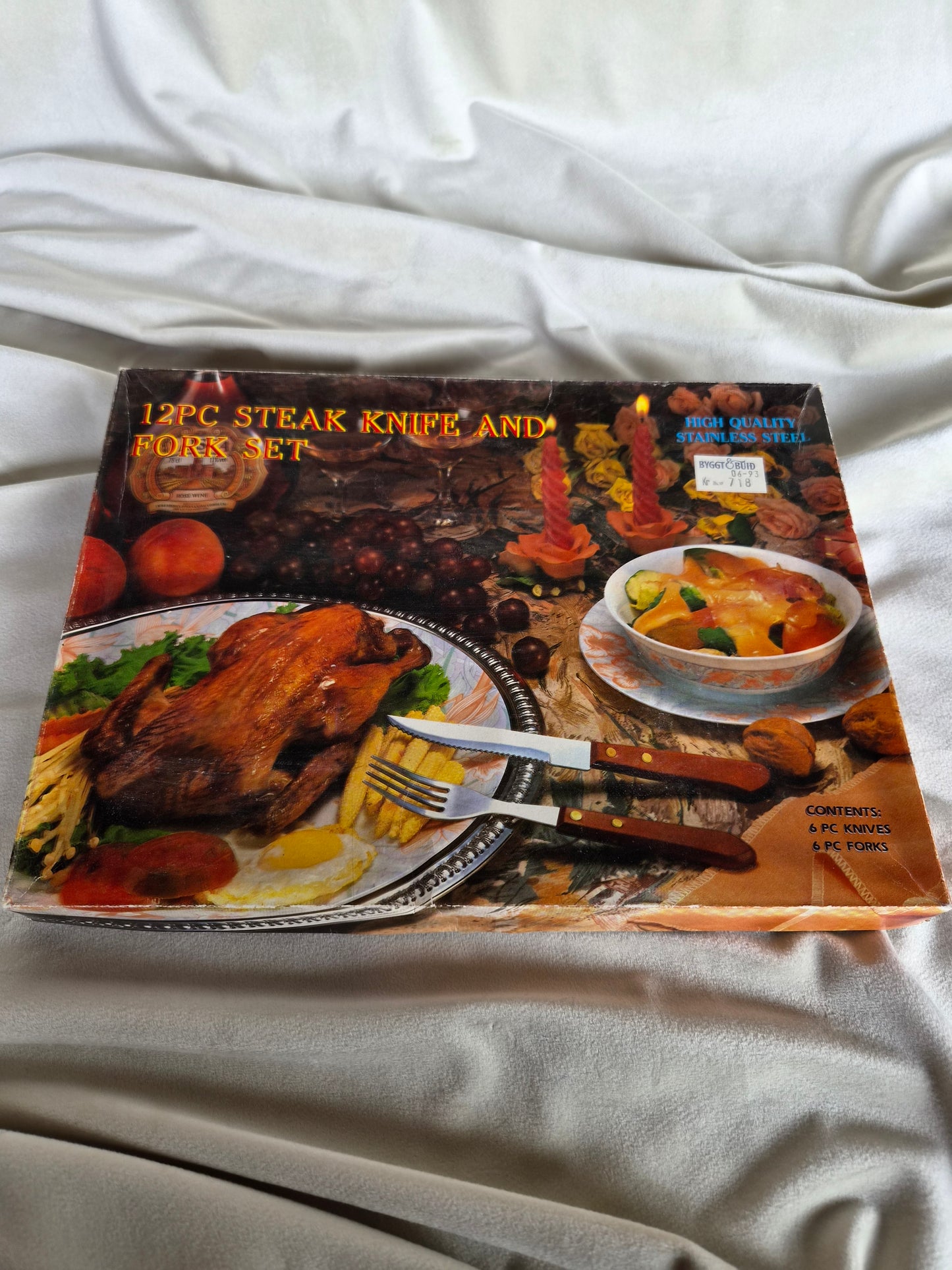 Steikarhnífapör með viðarskafti (12 pc í pakka)