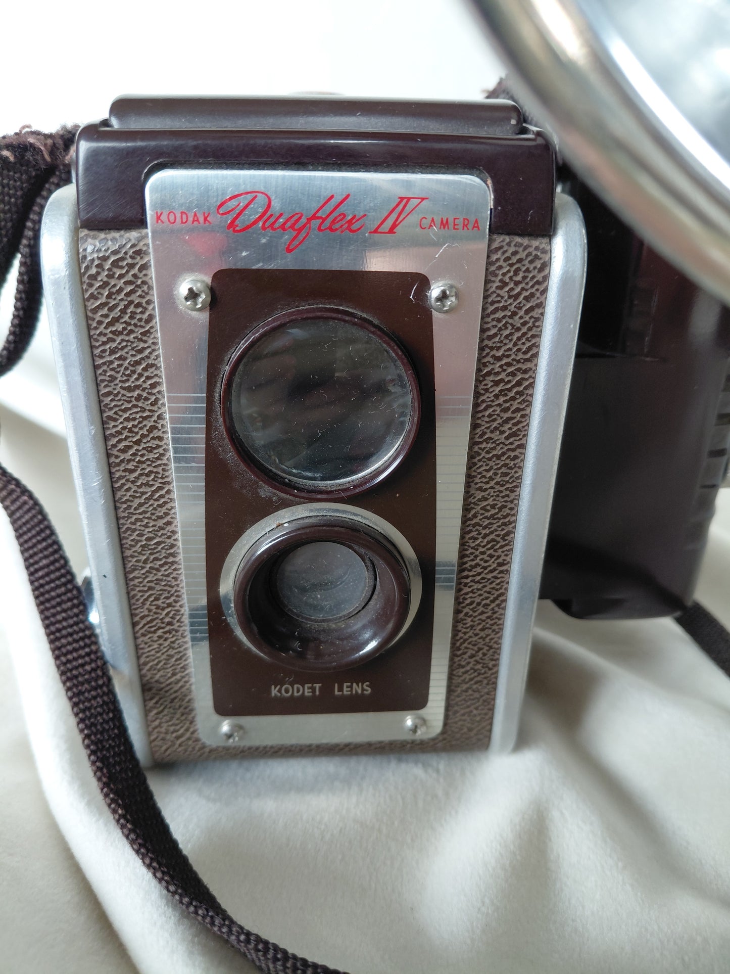 Vintage myndavél með flasshaldara Duaflex II (1950-1954), Kodak