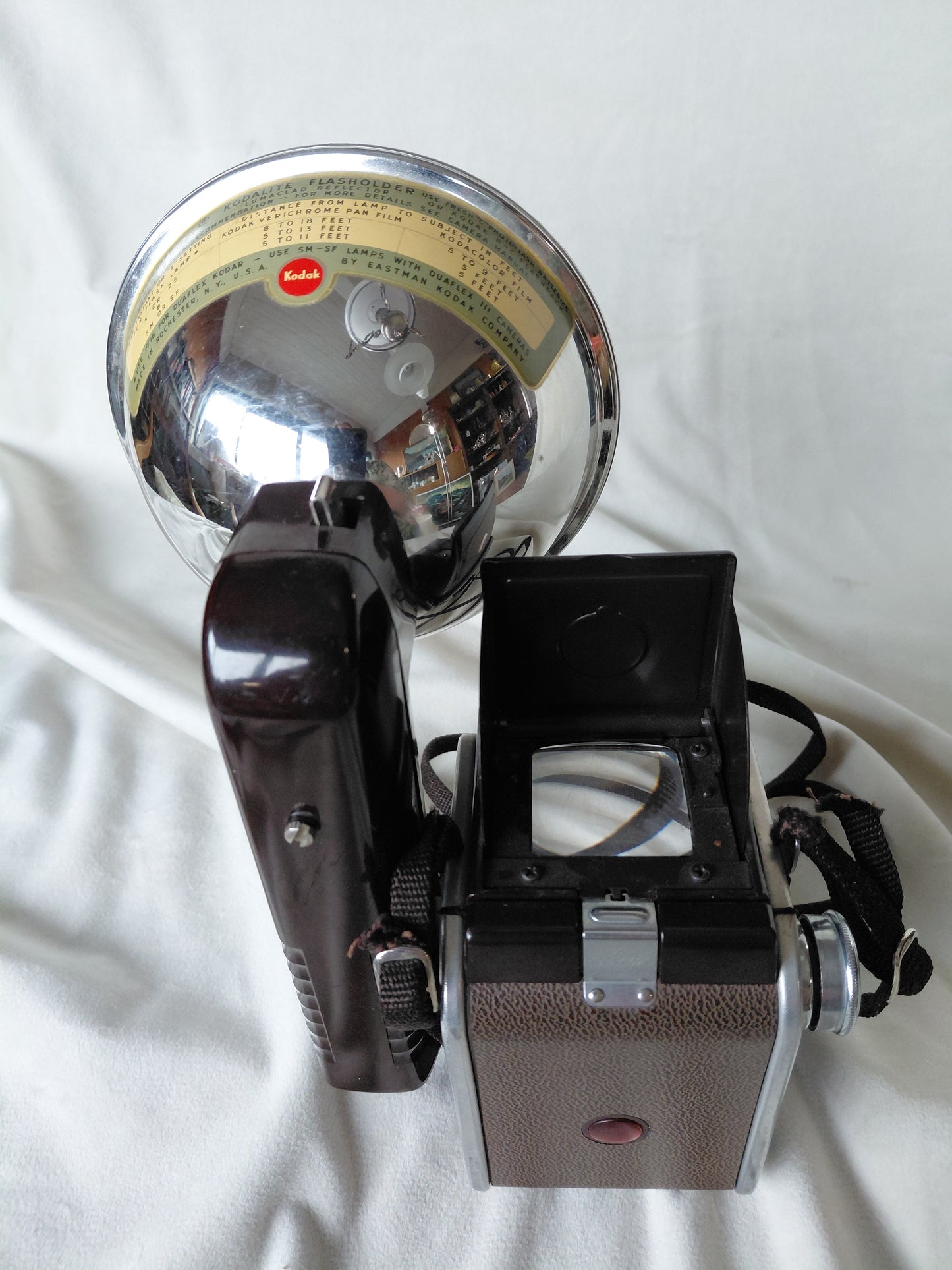 Vintage myndavél með flasshaldara Duaflex II (1950-1954), Kodak