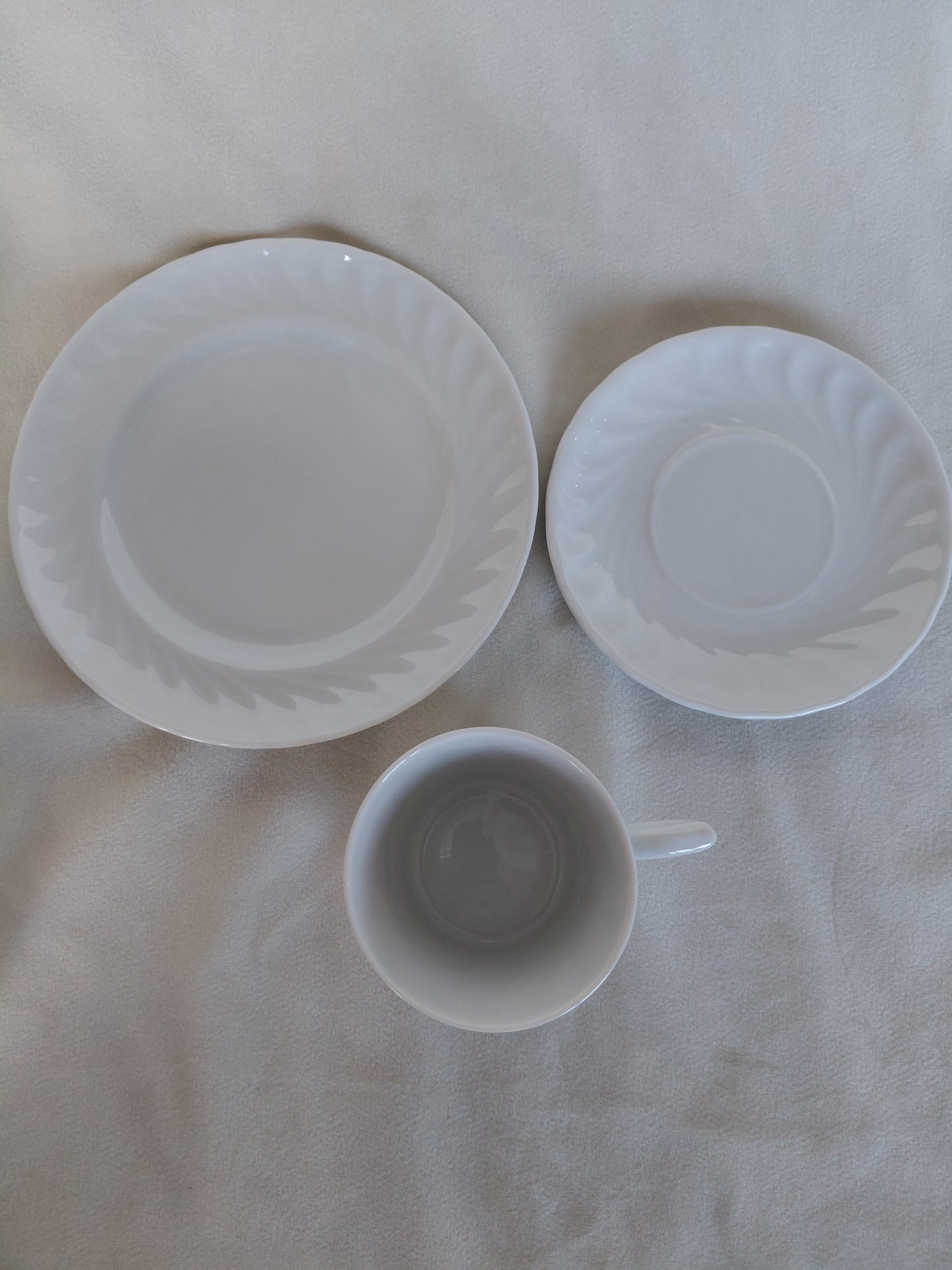 Vintage kaffibollar, undirskál & hliðardiskar Swirl design (1960-1980) - Parið selst stakt, Porcelana Quinta Nova