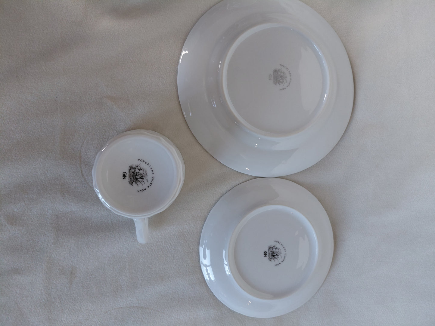 Vintage kaffibollar, undirskál & hliðardiskar Swirl design (1960-1980) - Parið selst stakt, Porcelana Quinta Nova