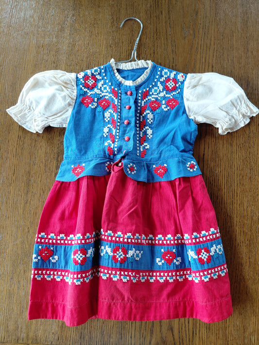 Vintage barnakjóll fyrir ca. 1-2 ára (ár 1956), Ókunnur hönnuður