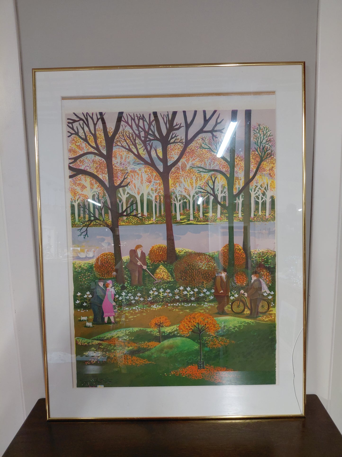 Handmáluð litographie "Autumn" (ár 1986), Marion Belin (1933-2022)