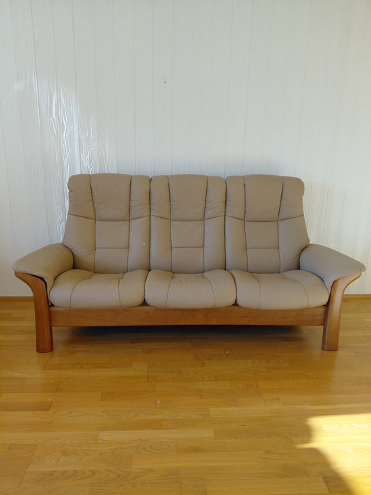 Stillanlegur 3-manna leður hægindasófi Stressless Comfort - Windsor (2007-2008), Ekornes