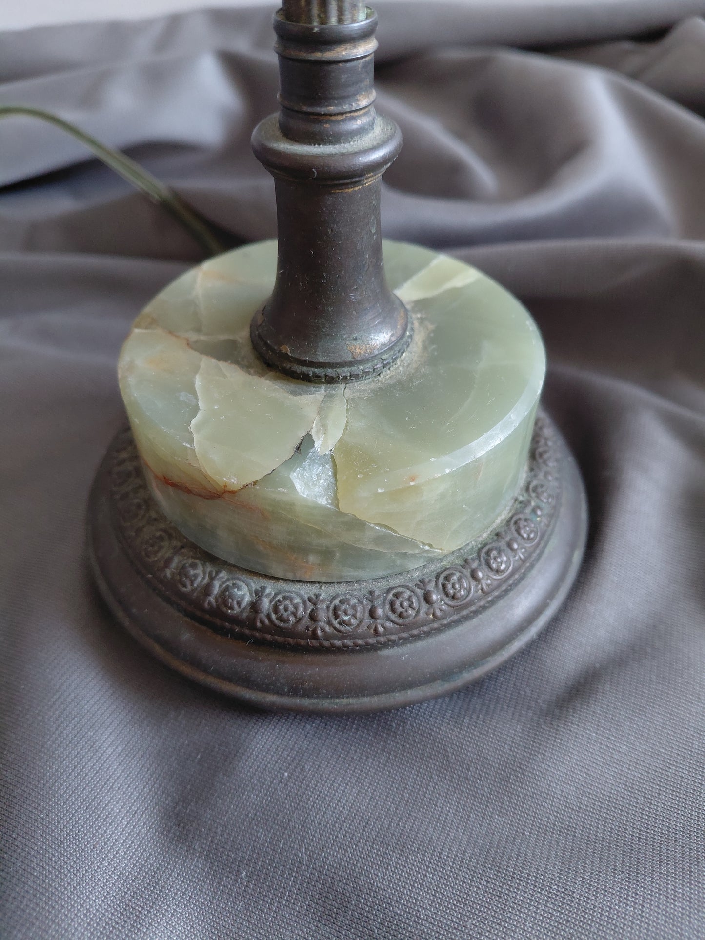 Vintage borðlampi með Onyx (1920-1940s)