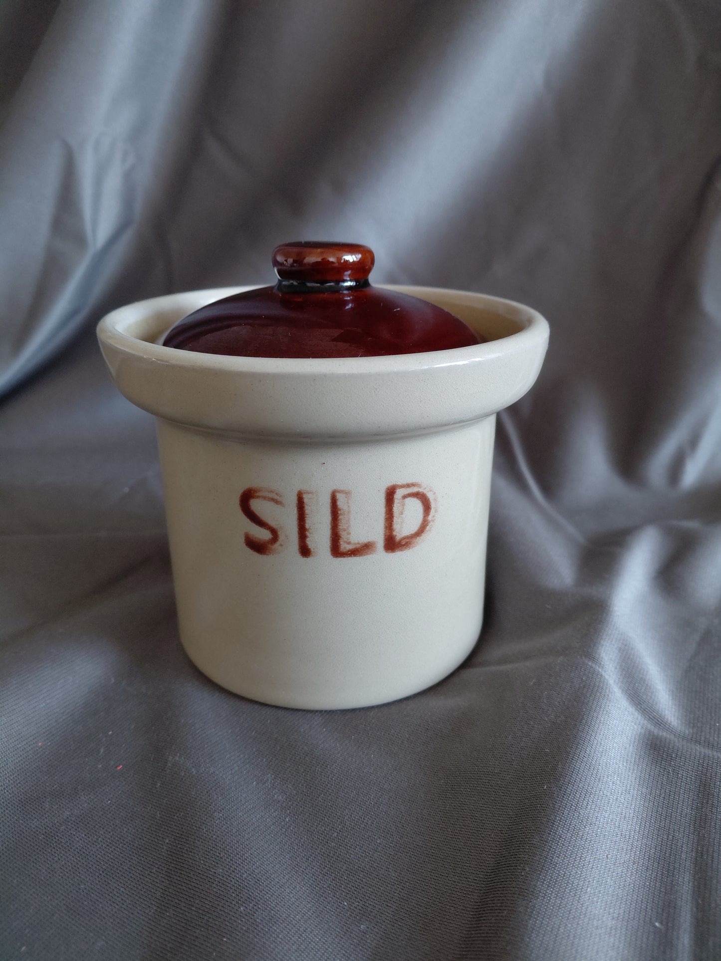 Vintage Síld leirkrukka með loki (1970s), Denby Pottery