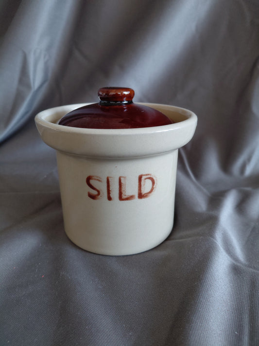 Vintage Síld leirkrukka með loki (1970s), Denby Pottery