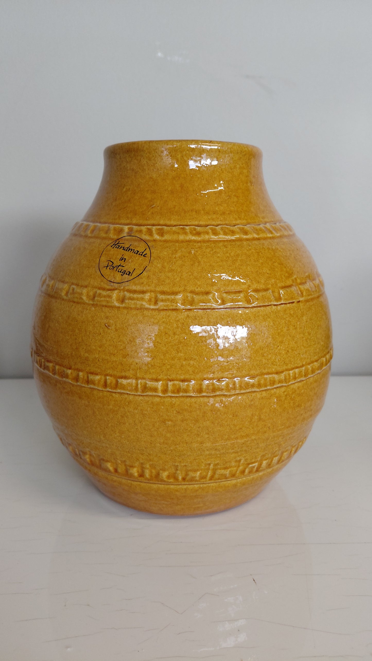 Leir blómavasi, handgerður, Handmade in Portugal