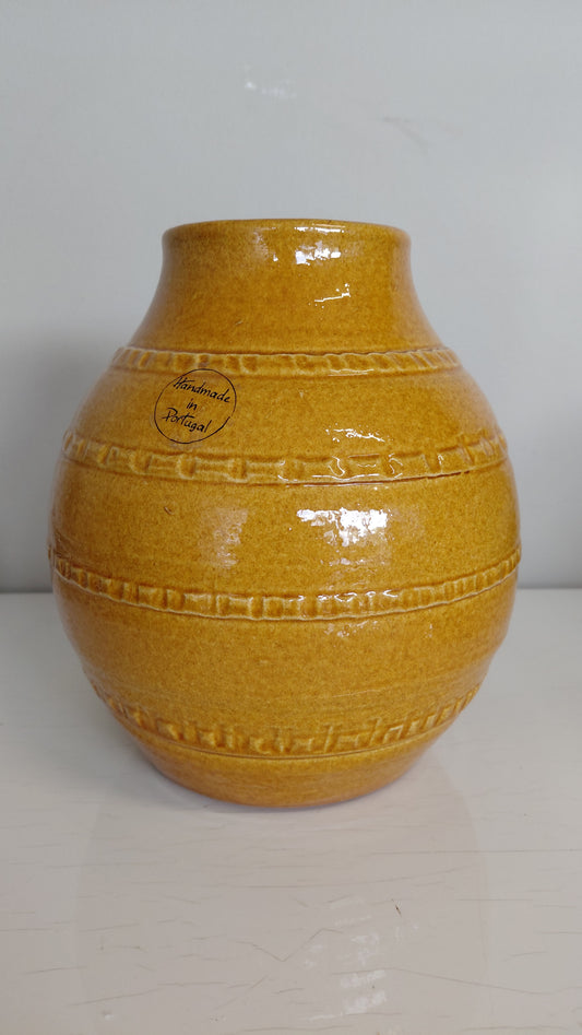 Leir blómavasi, handgerður, Handmade in Portugal