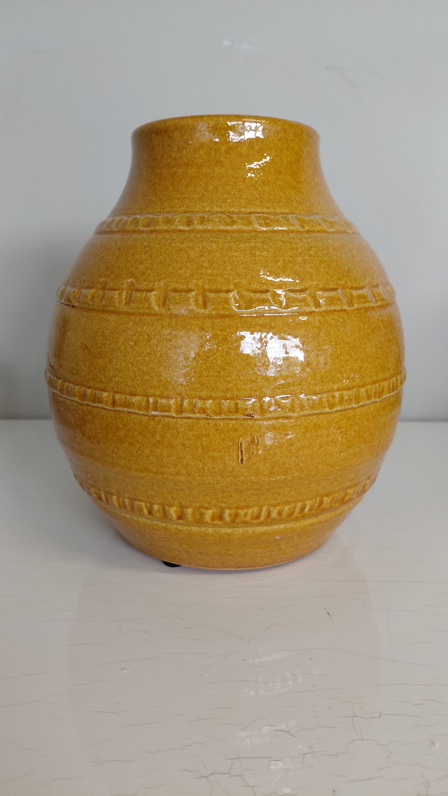 Leir blómavasi, handgerður, Handmade in Portugal