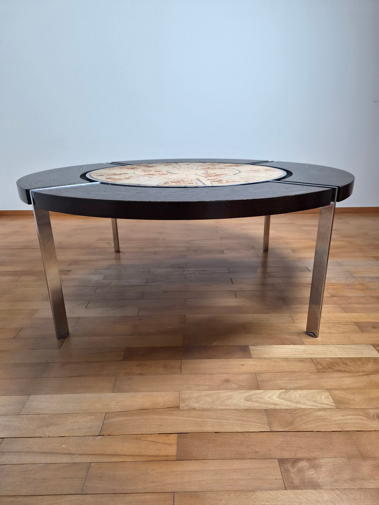 Vintage stofuborð með keramikflísum eftir Svend Aage Jessen (1960-1970) Ø120 cm, Ryesberg Møbler
