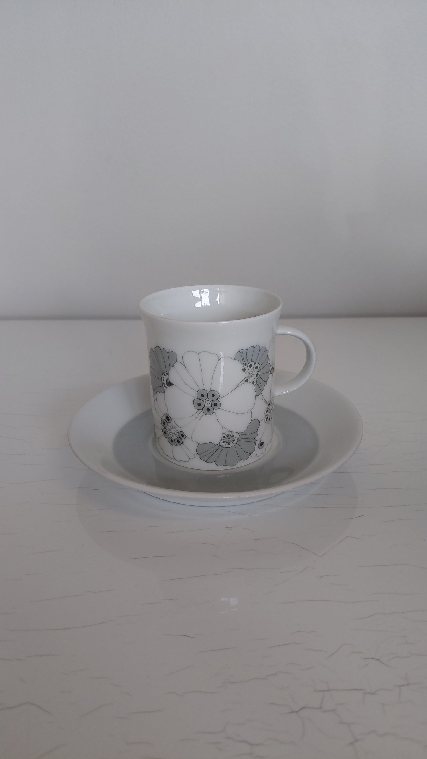 Kaffibollar með undirskál "studio-linie, Bouquet in Grey“ 1960-1970, Rosenthal