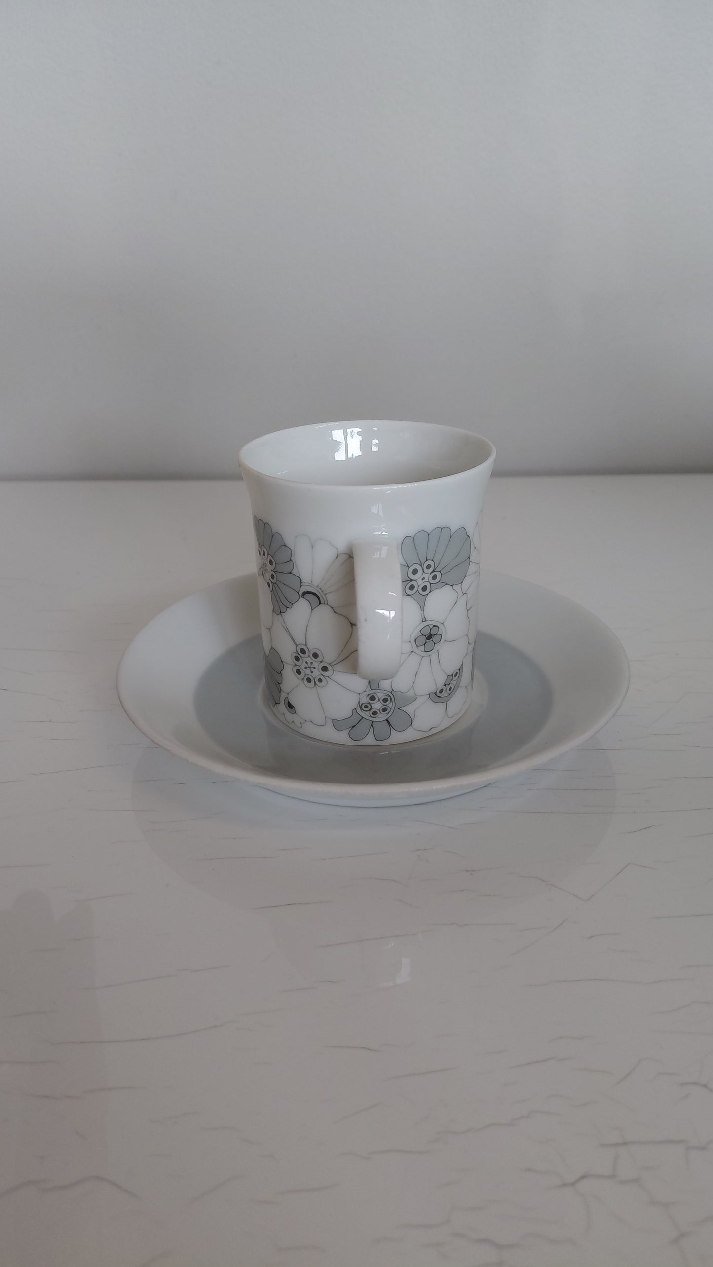 Kaffibollar með undirskál "studio-linie, Bouquet in Grey“ 1960-1970, Rosenthal
