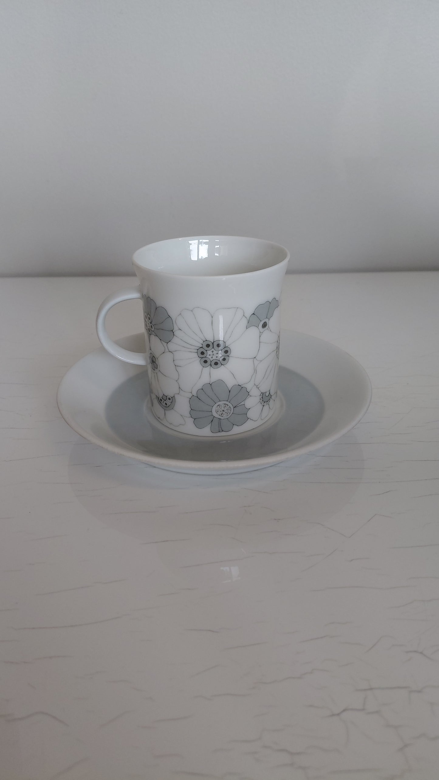 Kaffibollar með undirskál "studio-linie, Bouquet in Grey“ 1960-1970, Rosenthal