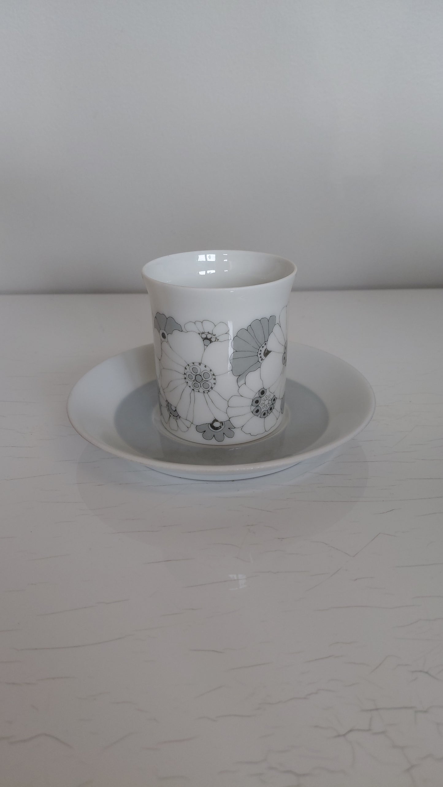 Kaffibollar með undirskál "studio-linie, Bouquet in Grey“ 1960-1970, Rosenthal