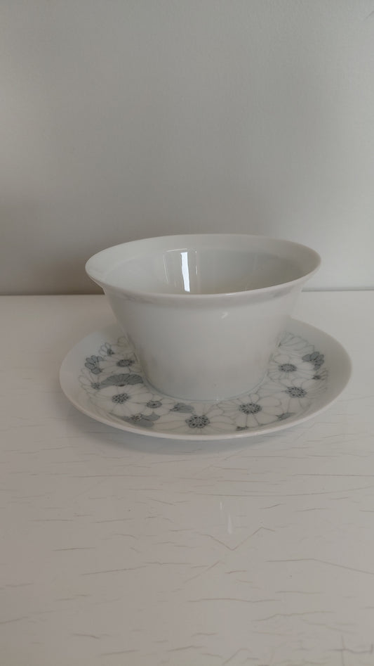 Sósuskál með áföstum undirdisk "studio-linie, Bouquet in Grey“ 1960-1970, Rosenthal