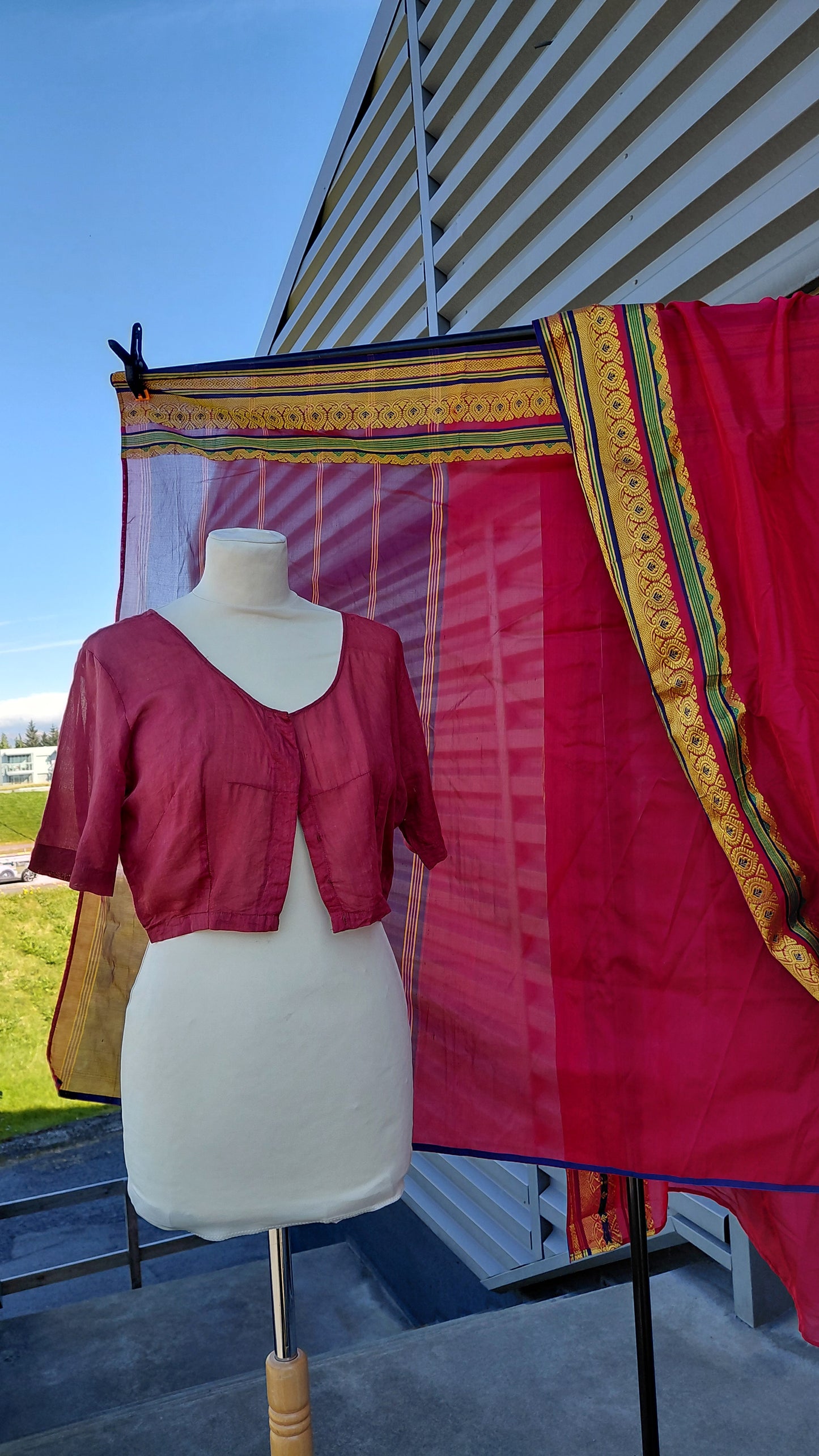 Indverskt saree 100% silki (vintage)