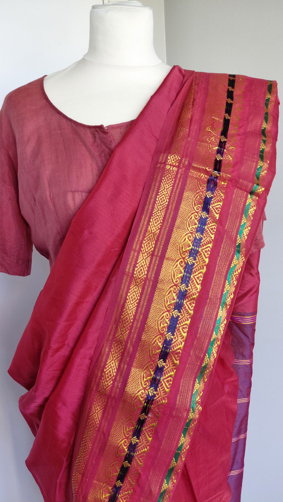 Indverskt saree 100% silki (vintage)