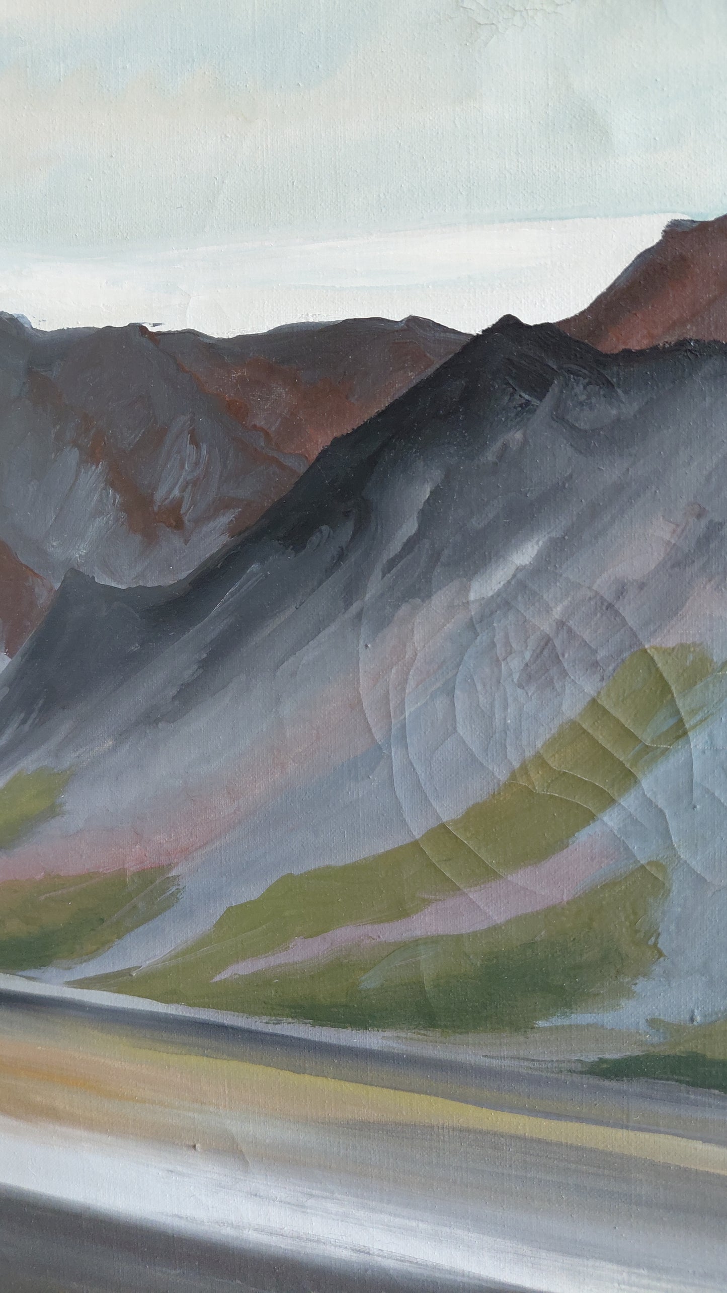 Olíumálverk af íslensku landslagi (129x47 cm), SB