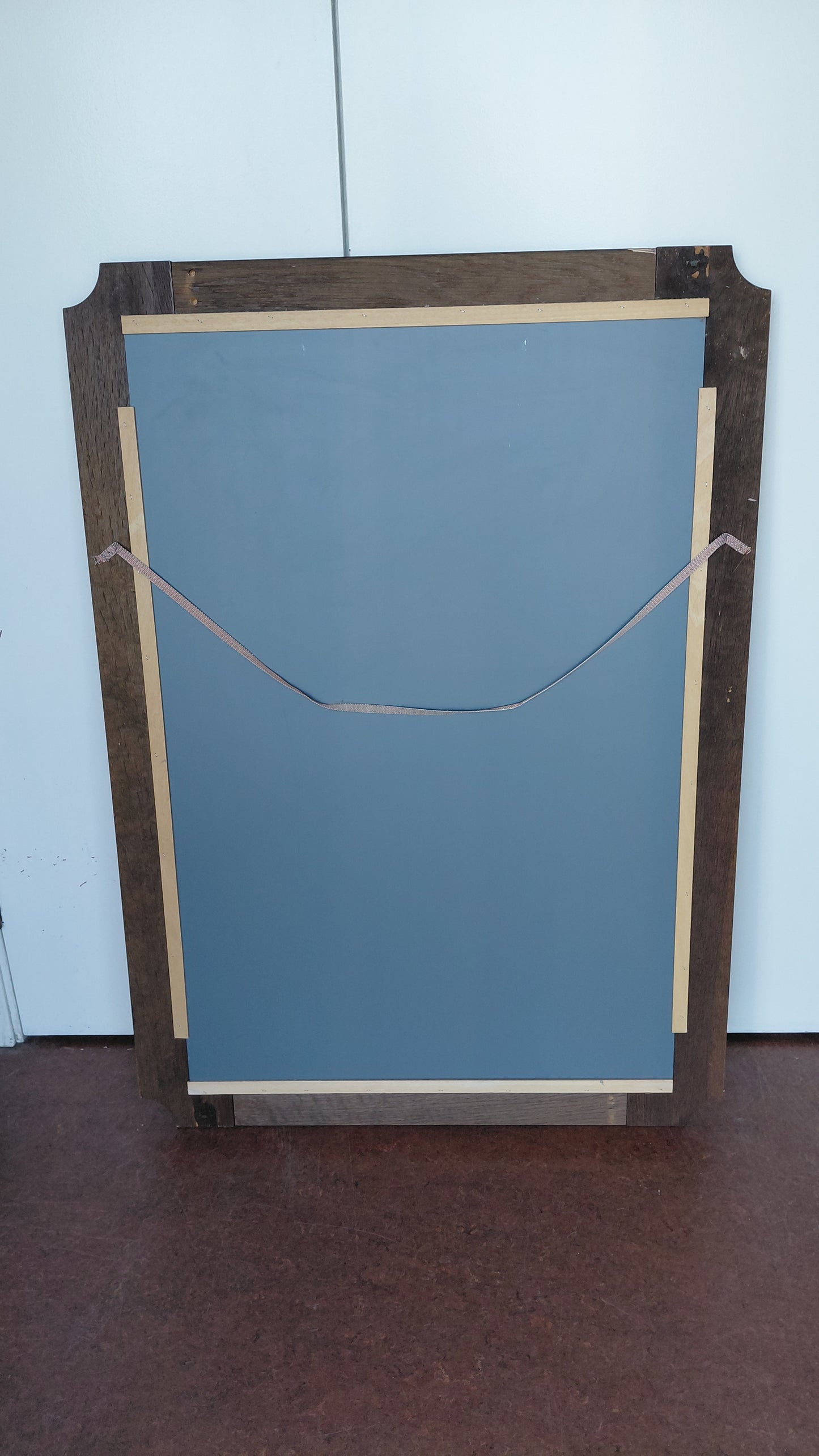 Vintage stór eikar spegill 121x86 cm, dökkbæsað (1970-1980)