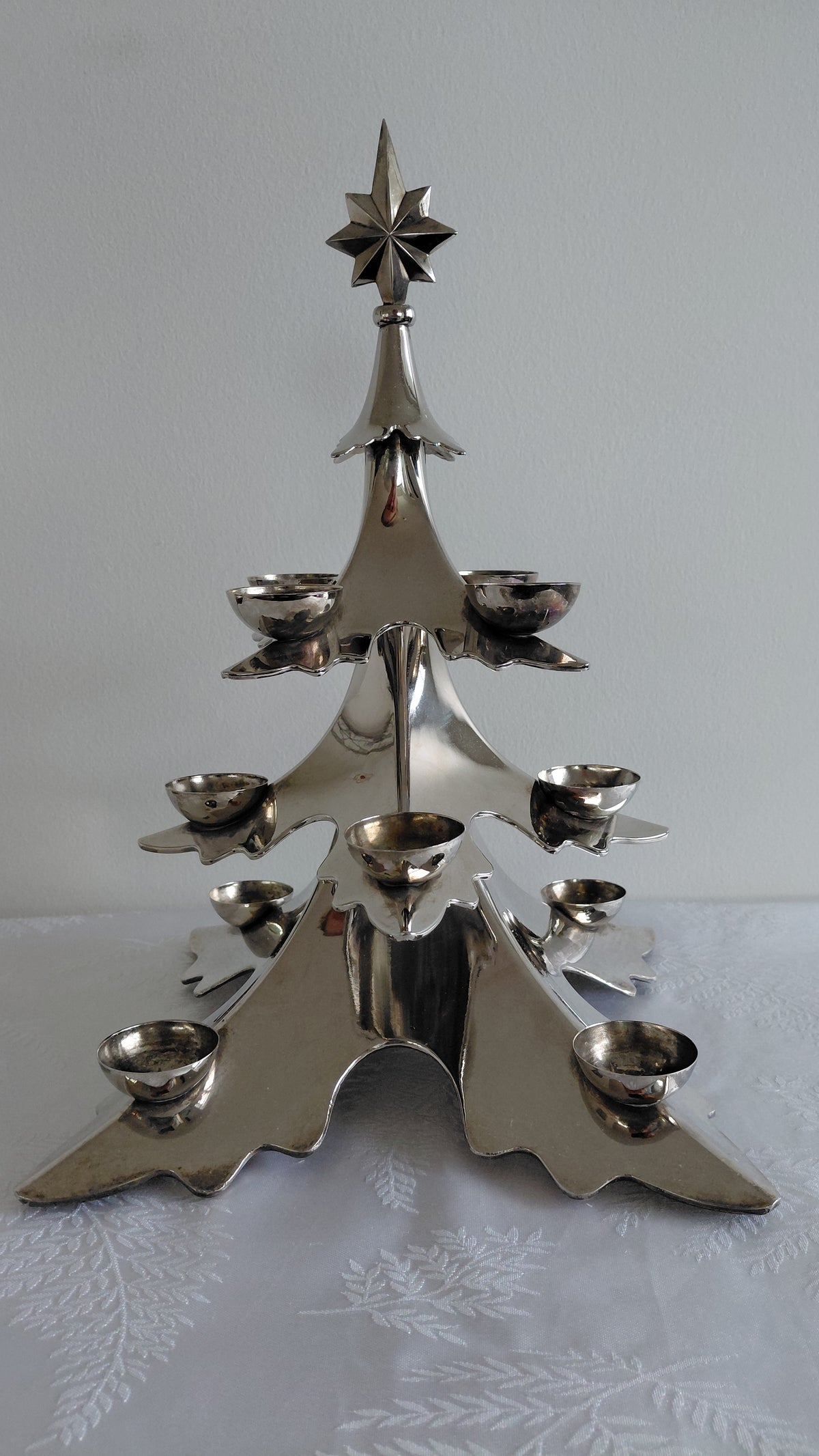 Jólatrés kertastjaki silfurhúðaður H37, Goldinger Silver Art