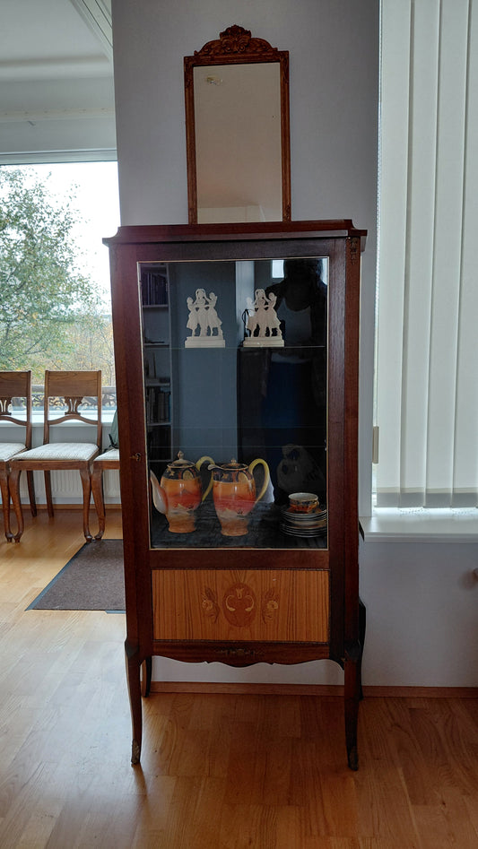Lítill glerskápur (1960-1980) (143 x 71 cm), Vintage