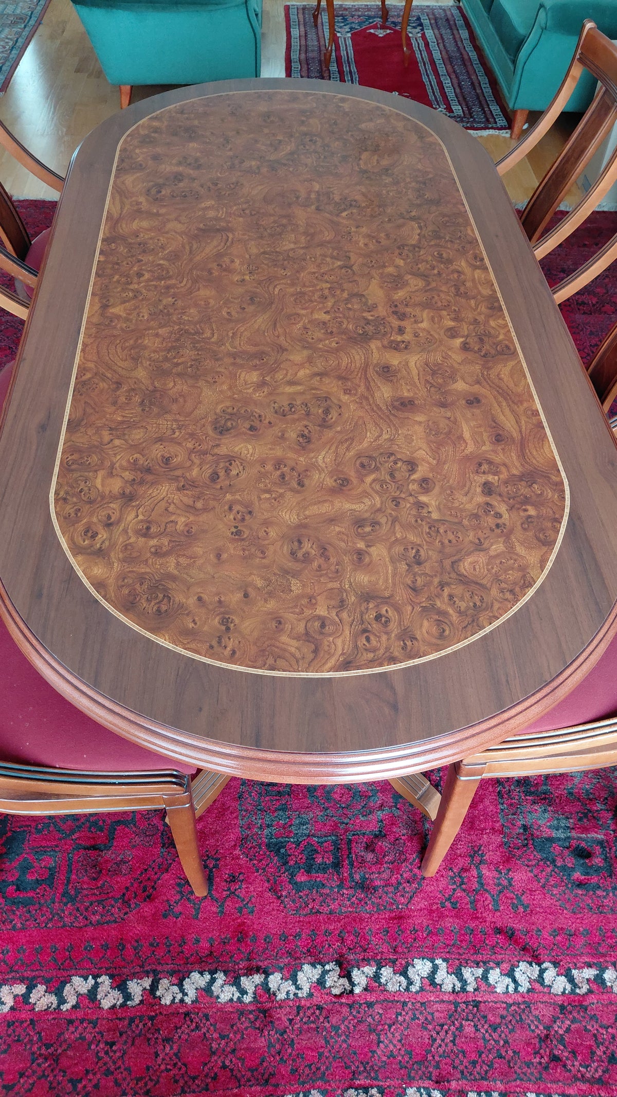 Borðstofuborð ásamt 6 stólum (Lengd: 180-360 cm), Vintage