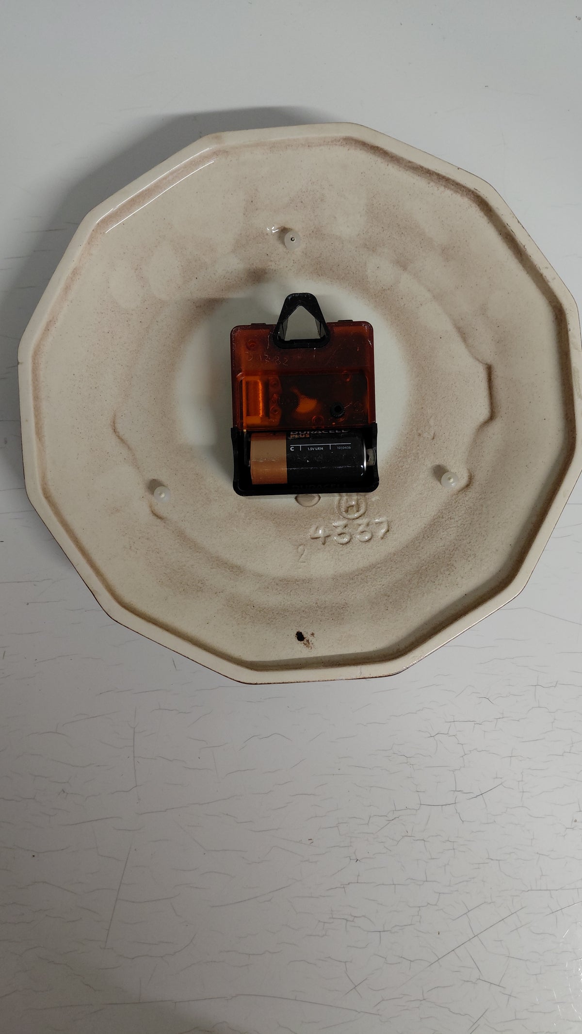 Vintage keramik kvartz veggklukka (1970s), Brúnn, Vedette