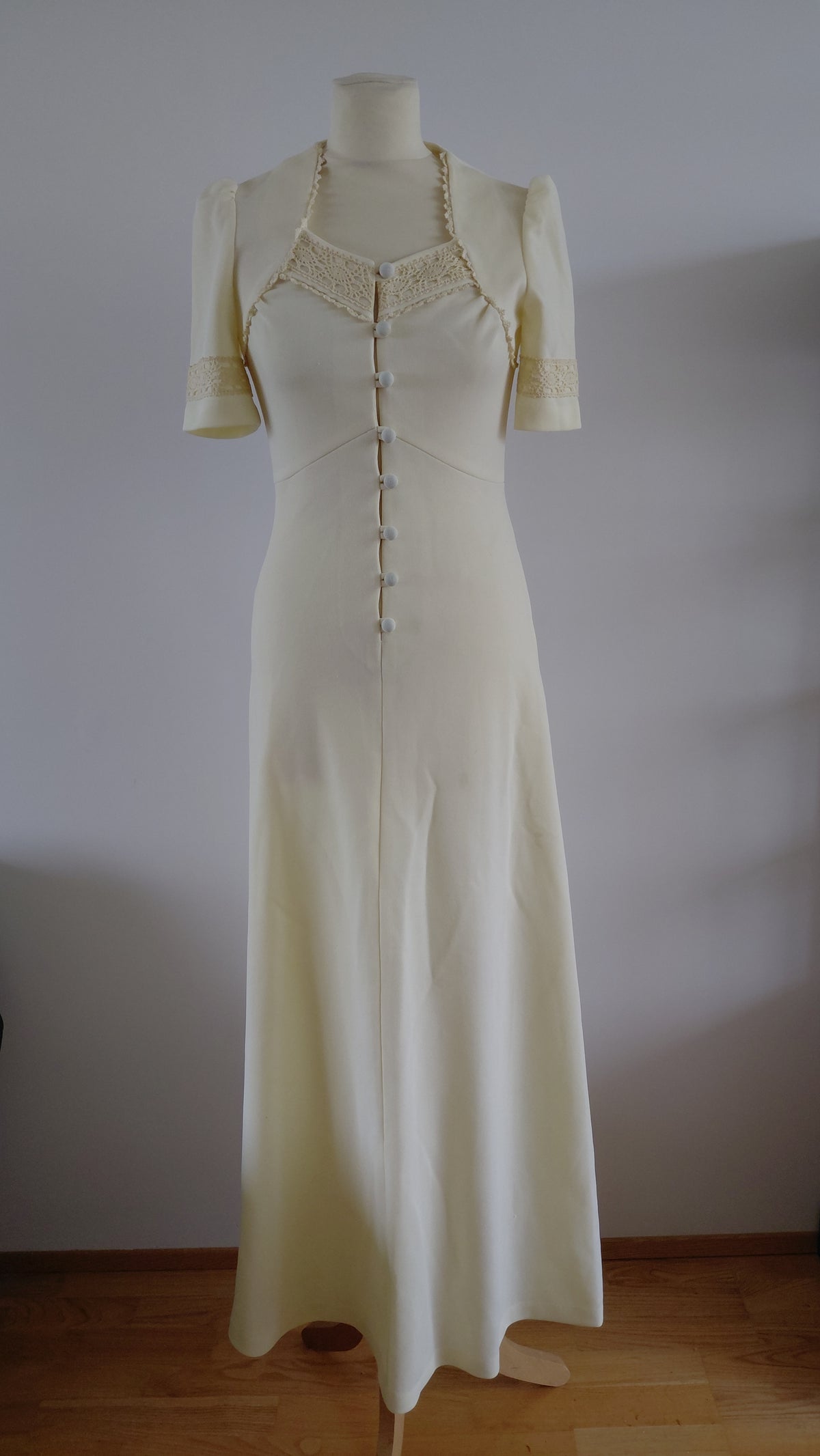 Vintage síður kjóll með blúndum (1970s), EUR 36, Lewis Barnett